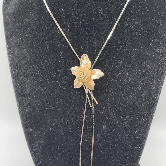 Vintage rose lariat bolo gold tone!  Accessorize your hat! Priced 2 sell Cowgirl - Picture 4 of 7